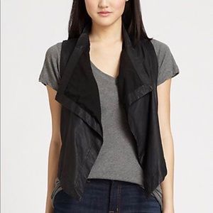 PJK Black Leather Drape Vest